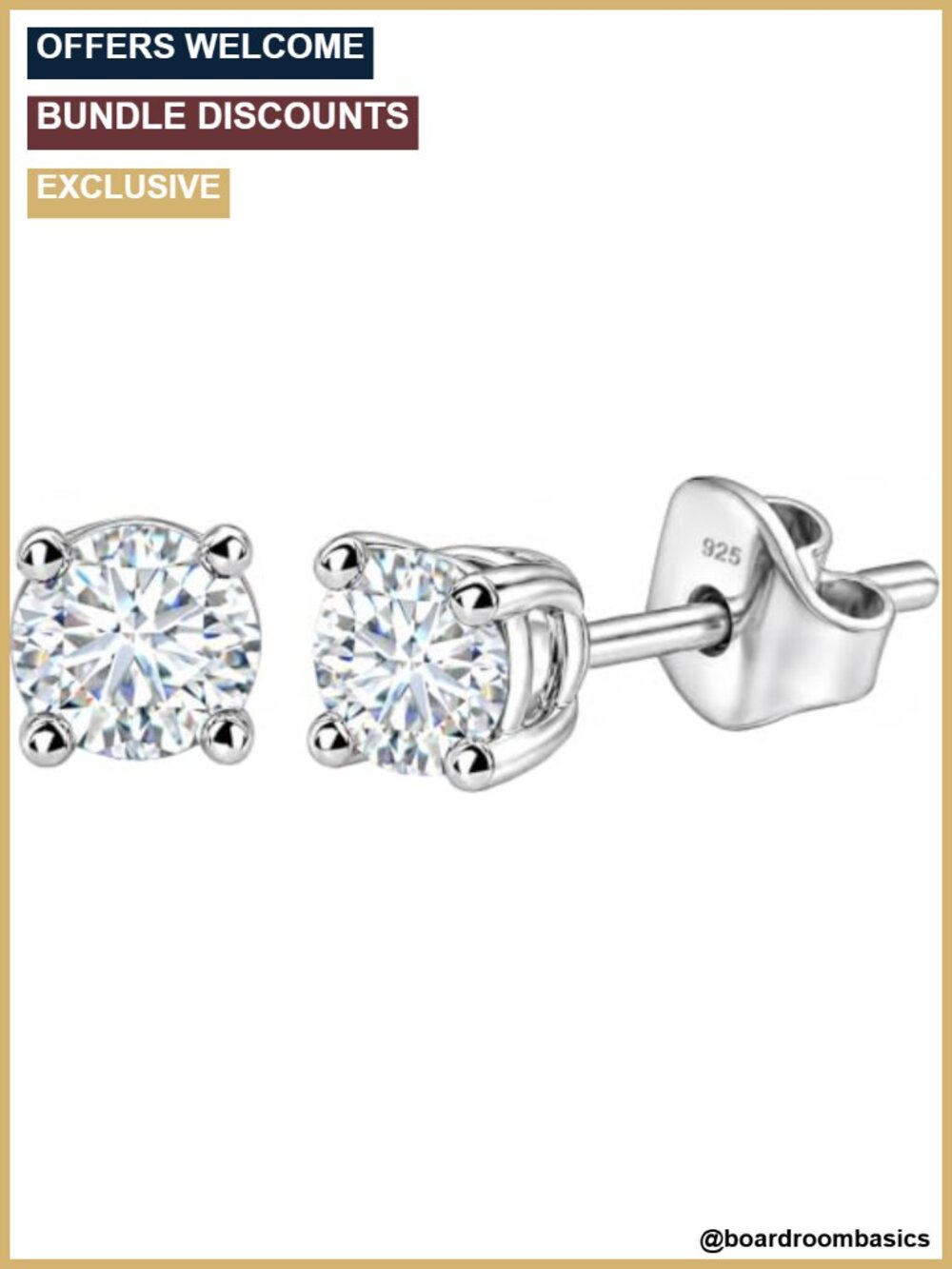 Lab Grown Diamond Stud Earrings 925 Sterling Silver Platinum Plated 0.5 Carat